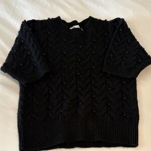 Zara Black Beaded Cable-Knit Sweater - Women's